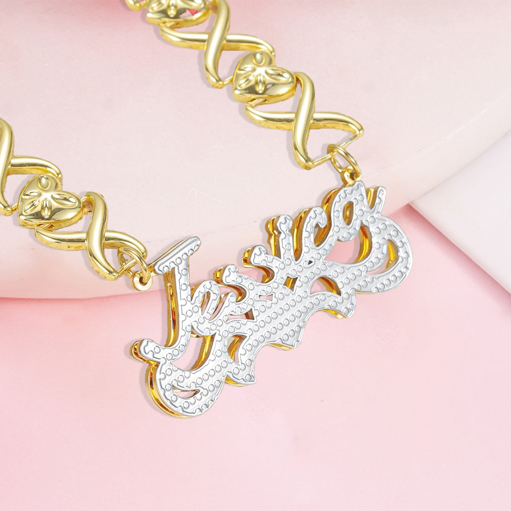 XOXO Chain Double Plated Custom 3D Name Necklace