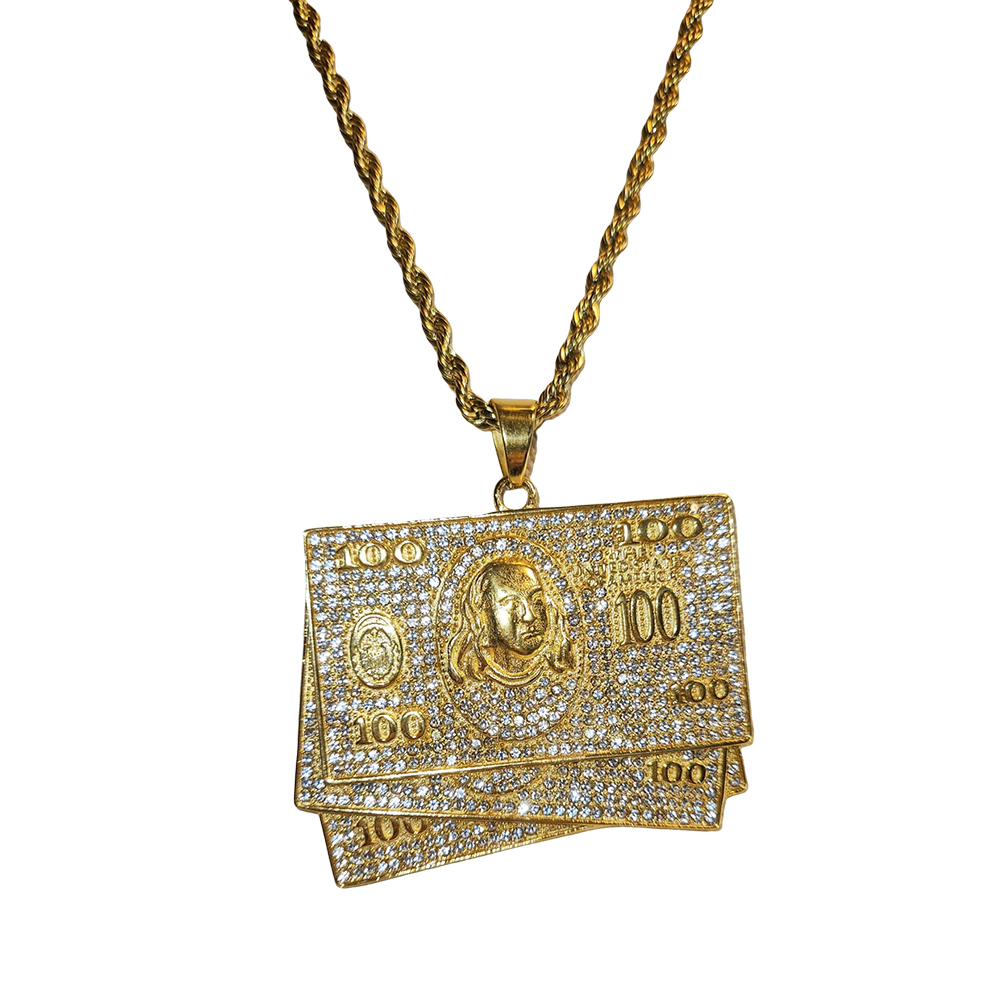 100 Dollar Bill Pendant Necklace