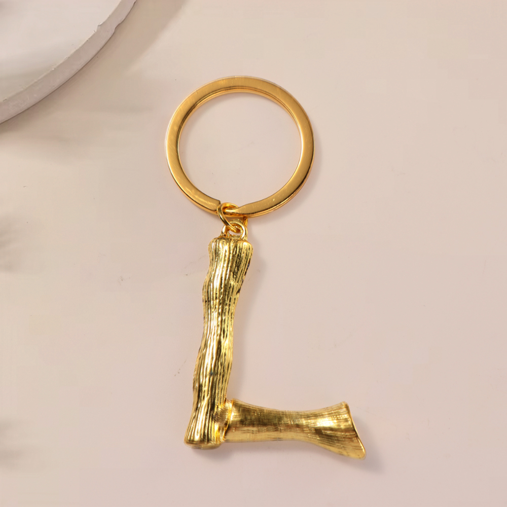 Bamboo Initials Charms Keychain Bag Pendant Accessories