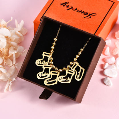 Rope Chain Personalized 1-5 Christmas Socks Nameplate Pendant Name Necklace