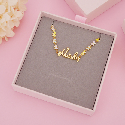 Chic Butterfly Chain Heart Nameplate Necklace