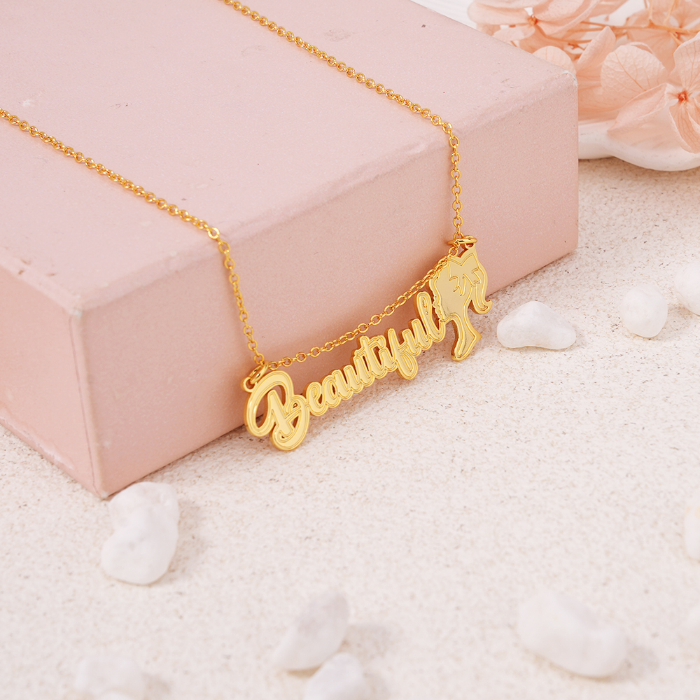 Cartoon Girls Doll Nameplate Pendant Personalized Name Necklace