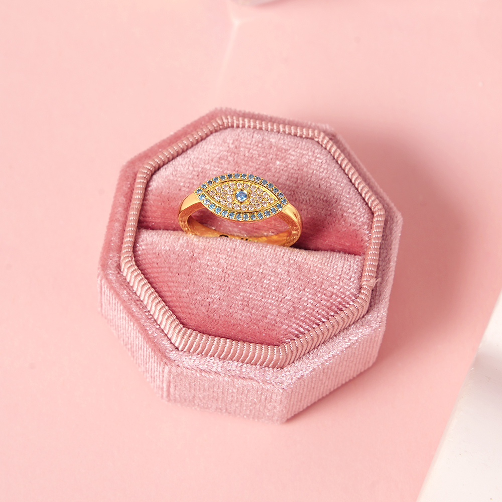 Evil Eye Ring Gold Plated Custom Engraved Ring