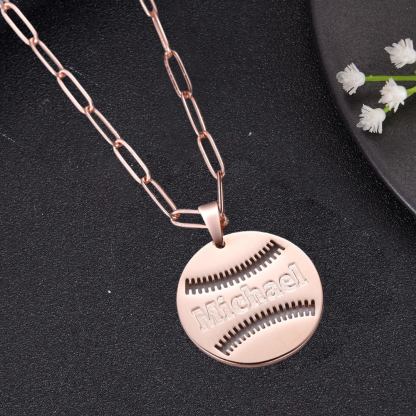 Baseball Necklace Custom Engraved Necklace