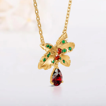 Mistletoe With Ruby Pendant Necklace