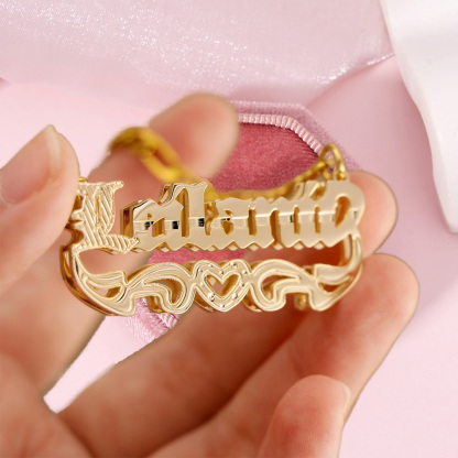 Old English Font Double Layer Personalized Name Necklace 