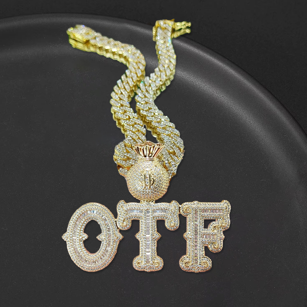 Iced Out Hip Hop Necklace Custom Dollar Wallet Name Necklace