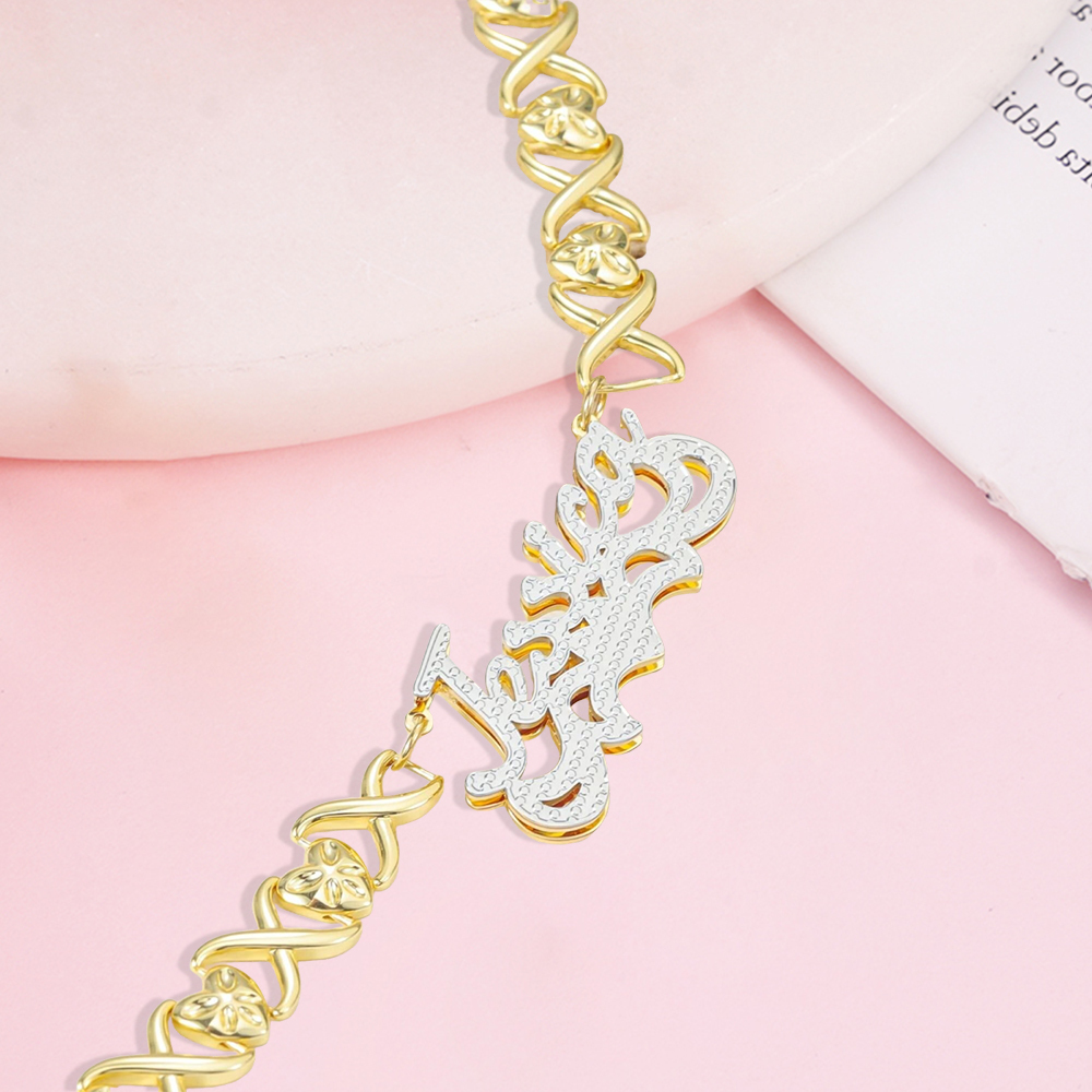 XOXO Chain Double Plated Custom 3D Name Necklace