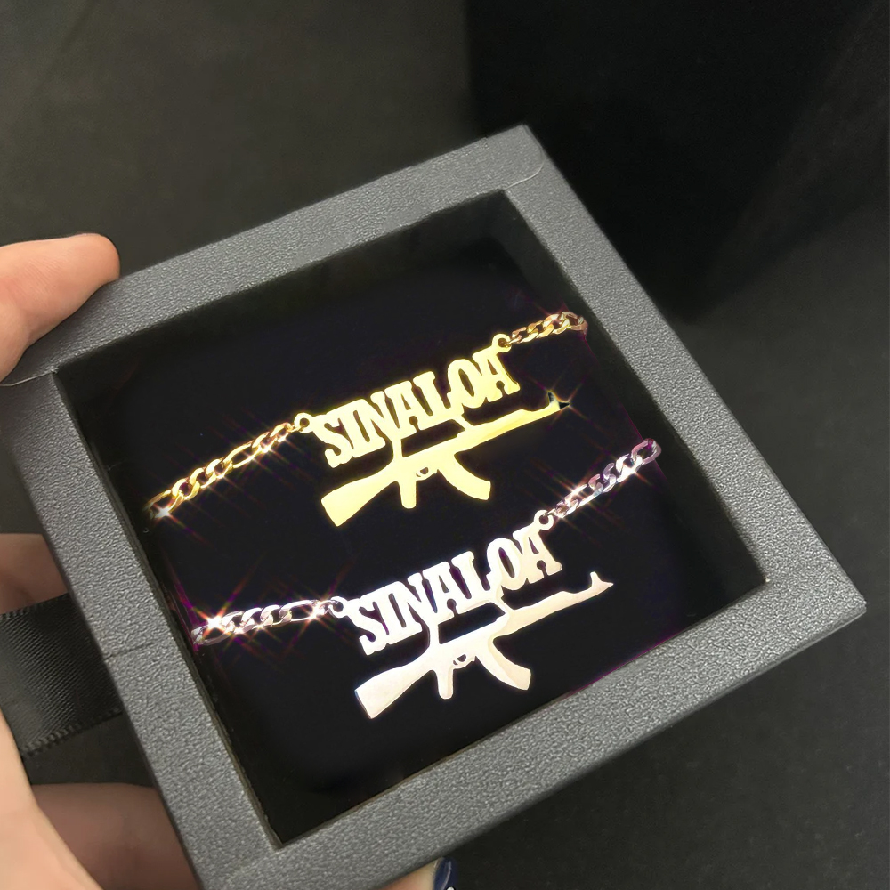 Personalized Gun Pendant Game Name Necklace