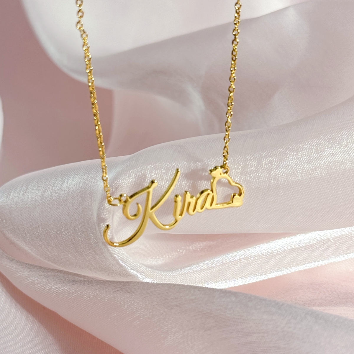 Hollow Heart Gold Plated Name Necklace Personalized Custom Jewelry Gift for Mom Girlfriend Wife-silviax