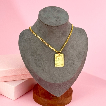 Picture Portrait Pendant Personalized Gold Plated Engraved Photo Necklace