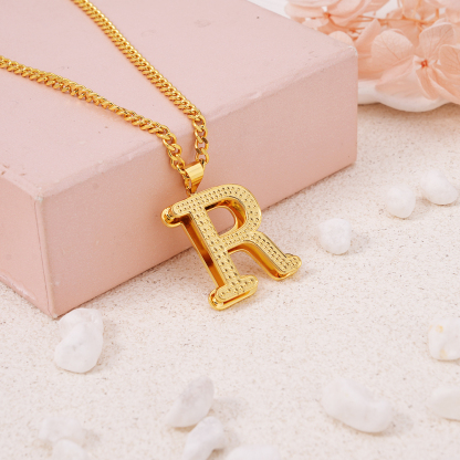 Double Layer Gold Plated Letter Necklace Custom Initial Necklace