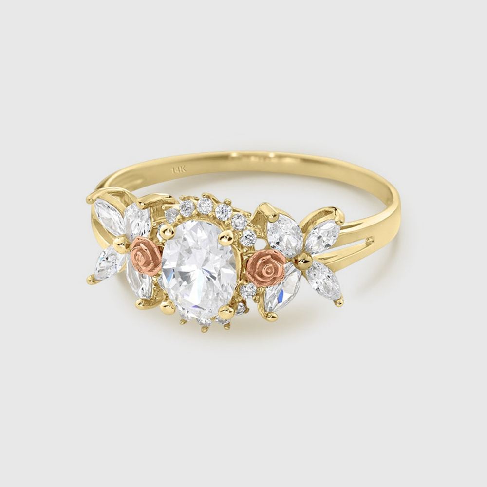 Gold Plated Oval Birthstone Ring Months Ring