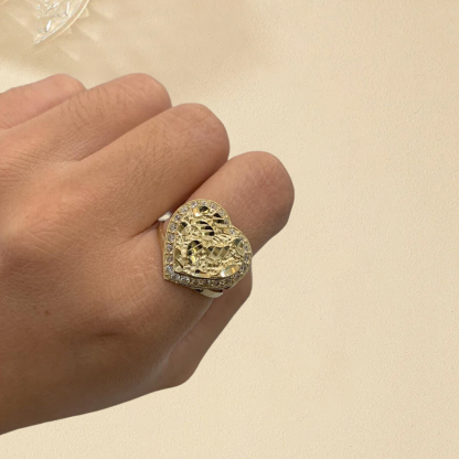 Nugget Heart Ring Custom Engraved Ring