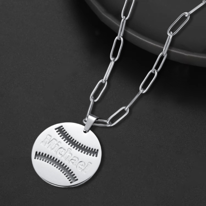 Baseball Necklace Custom Engraved Necklace