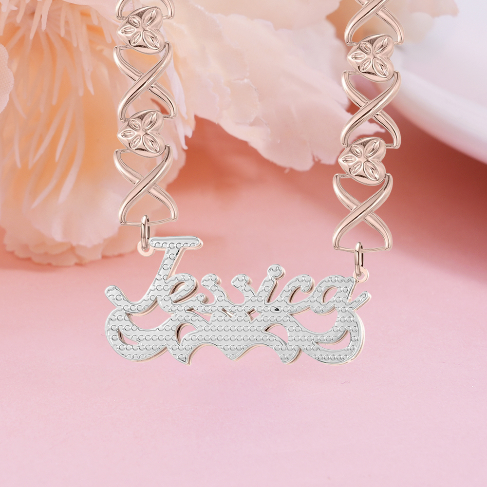 XOXO Chain Double Plated Custom 3D Name Necklace