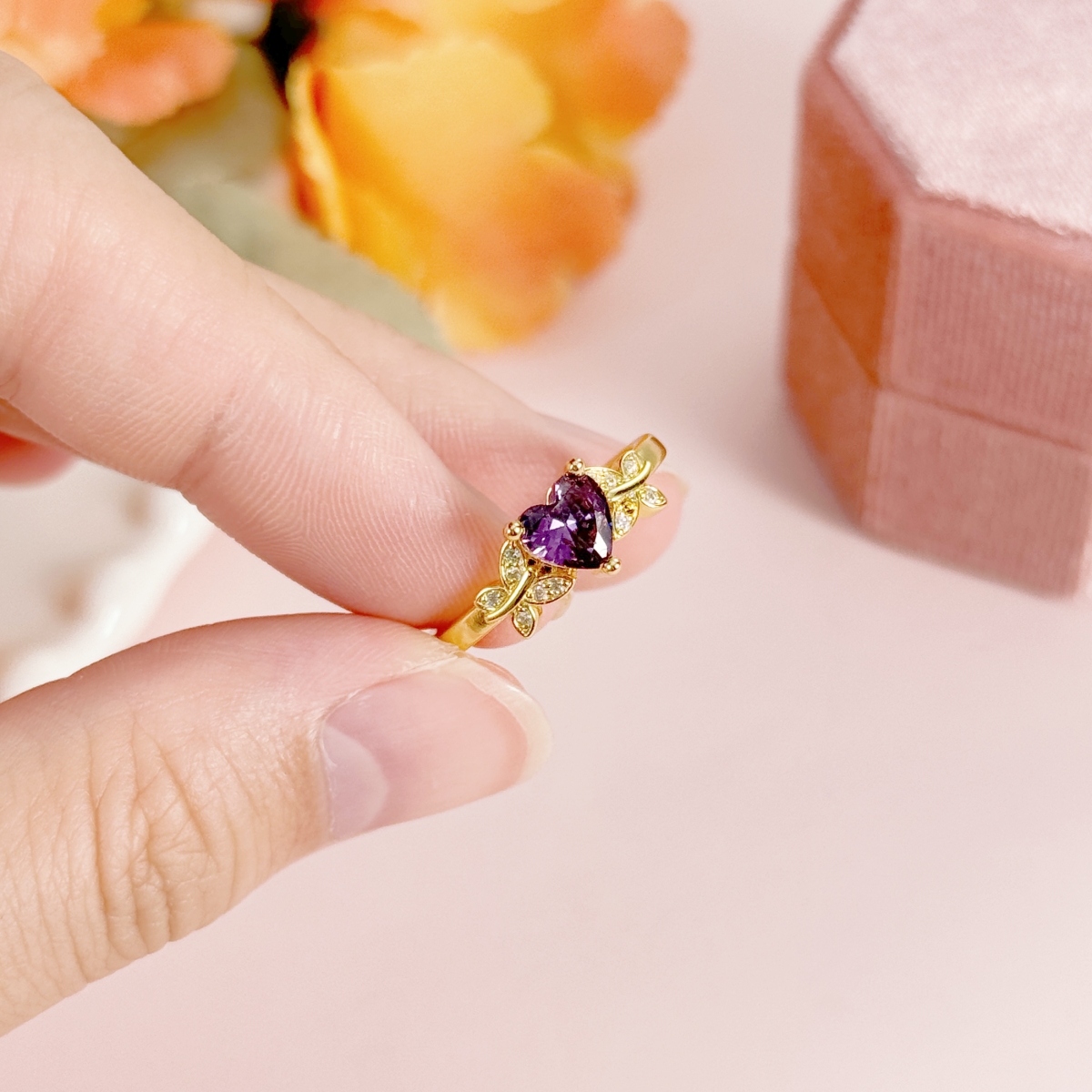 Heart Shape Gemstone Butterfly Ring