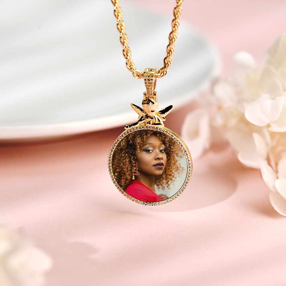 Angel Picture Pendant Custom Photo Necklace for Hip Hop Men Women Necklace