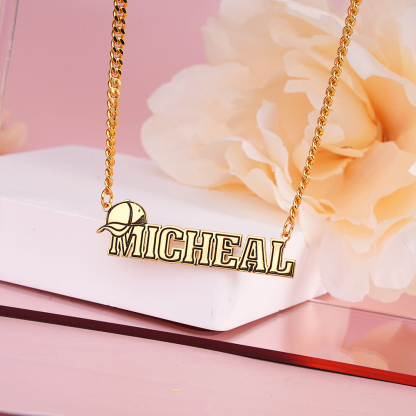 Custom Peaked Cap Name Necklace And Name Bracelet For Kids Boys Set