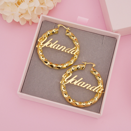 Personalized Twist Hoop Earring Fashion Name Earrings 