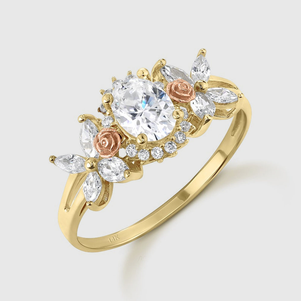 Gold Plated Oval Birthstone Ring Months Ring