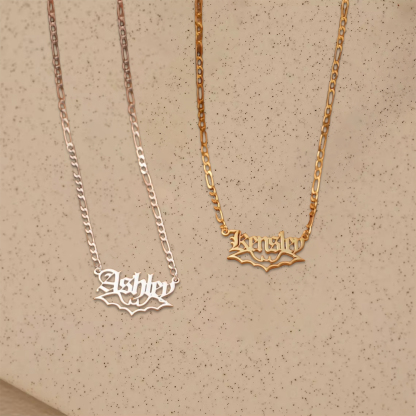 Figaro Chain Old English Name Necklace Custom Halloween Necklace