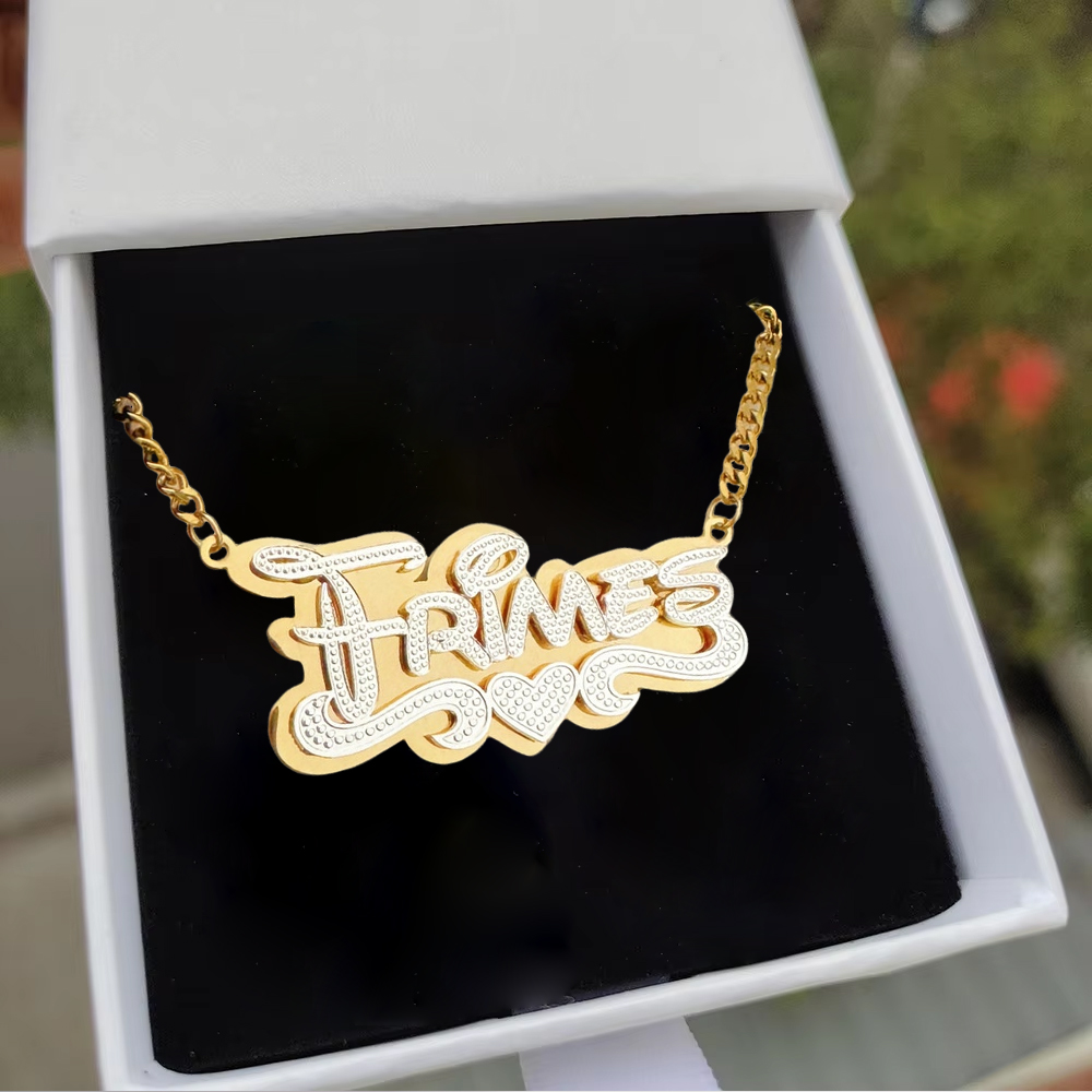 Custom Double Plated Name Necklace Gold Plated Gift