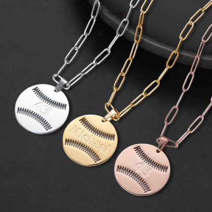 Baseball Necklace Custom Engraved Necklace