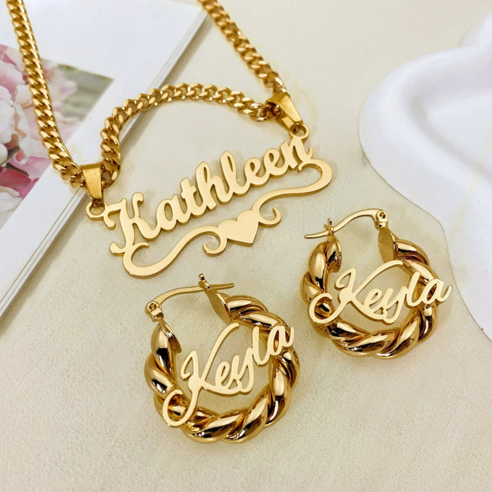 Acrylic Jewerly Set Personalized Name Necklace Custom Name Earrings