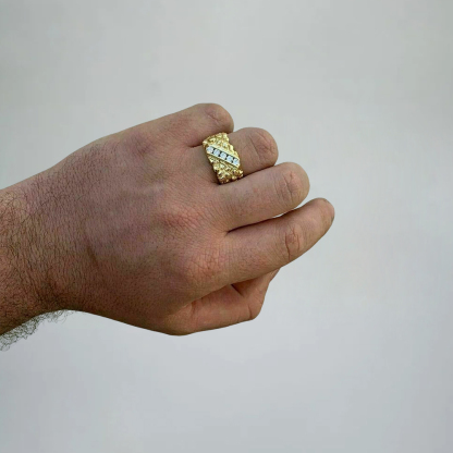 Nugget Zircon Ring With Engraved Text 14k Gold Vermeil 