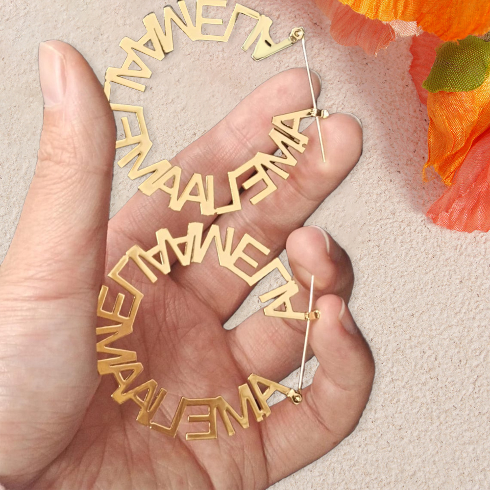 Custom Large Hoop Name Earrings