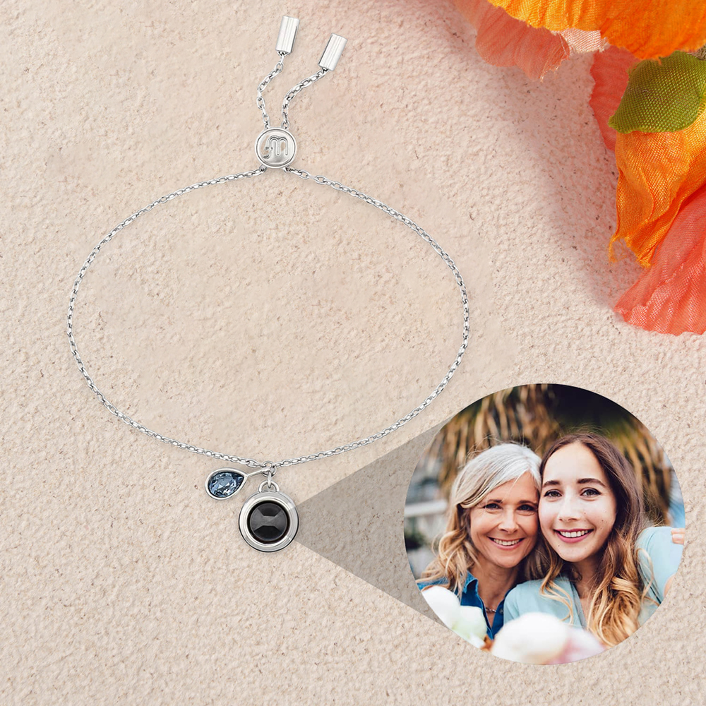 Personalized Birthstone Photo Projection Necklace
