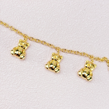 Kids Gold Plated Teddy Bear Pendant Bracelet