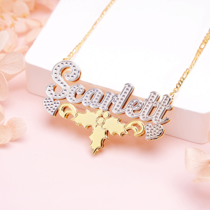 Double Plate Personalized Two Tone Gold Plated Name Necklace Christmas Gifts