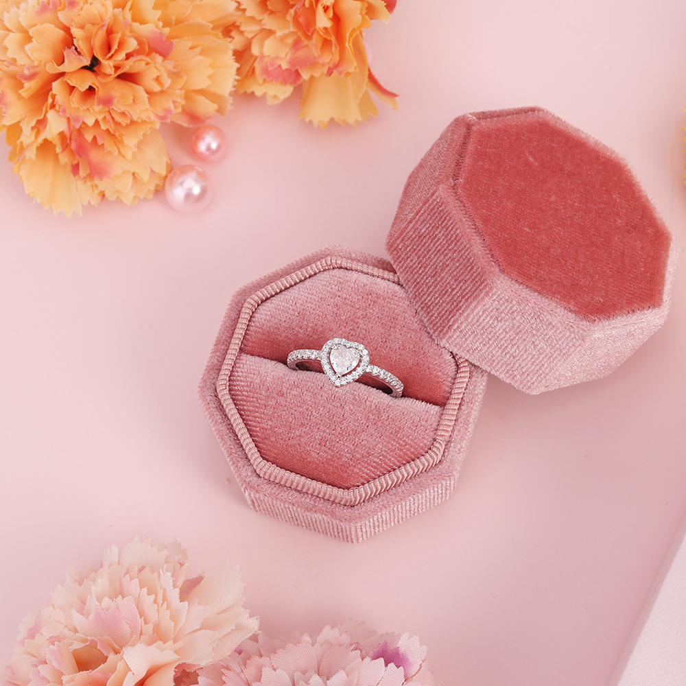 Sparkling Elevated Heart Ring Personalized Engraved Ring