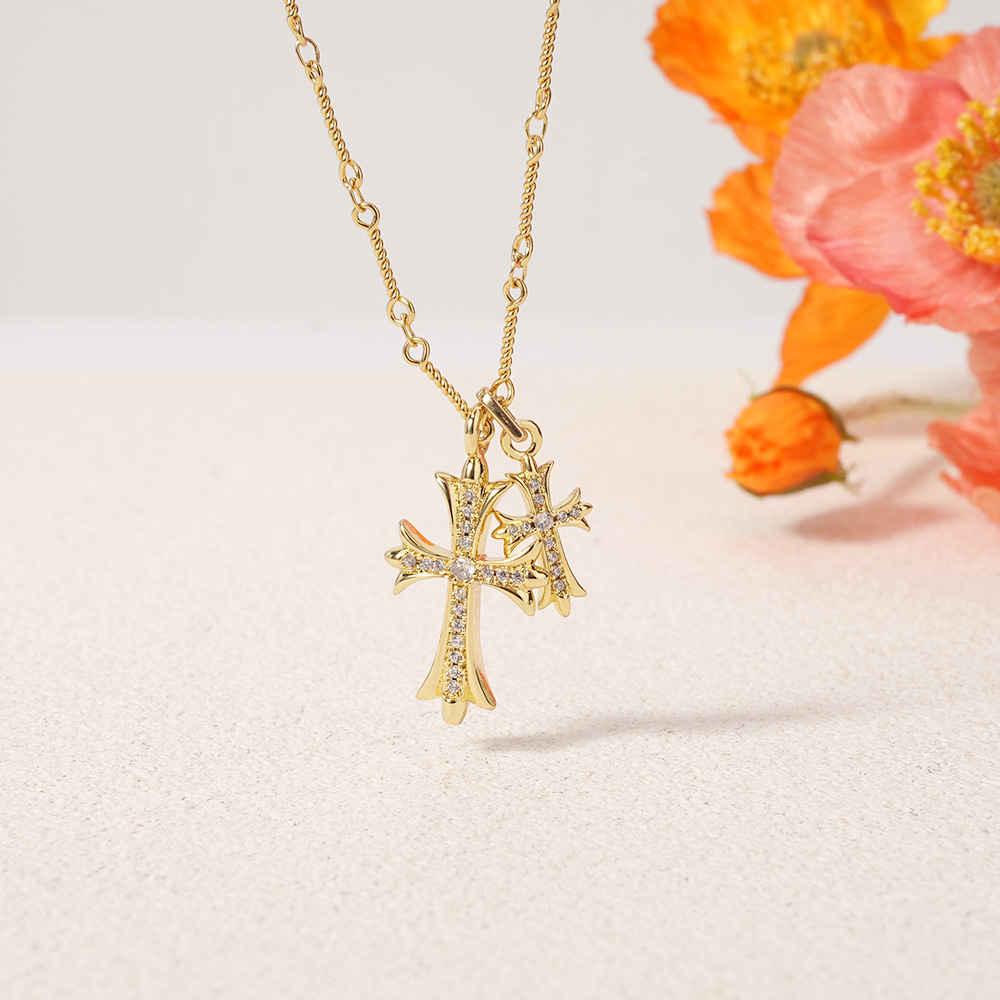 Intersecting Faiths Double Cross Me Necklace Christian Jewelry