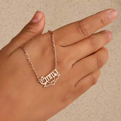 Figaro Chain Old English Name Necklace Custom Halloween Necklace