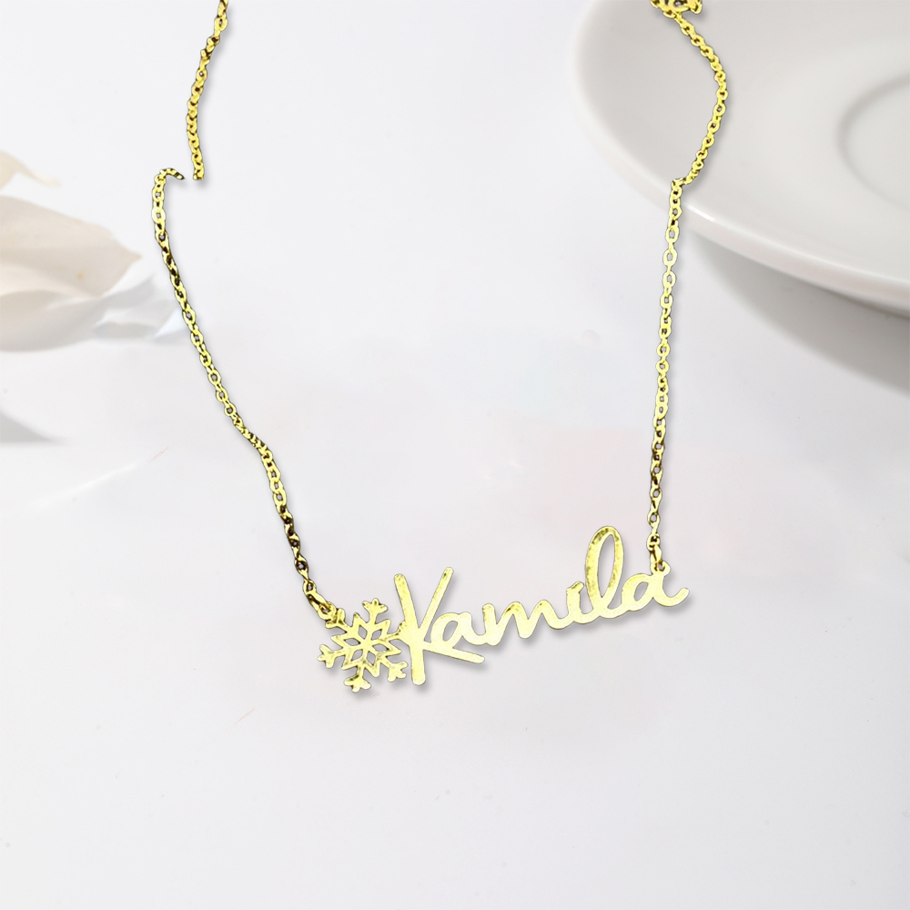 Custom Snowflake Name Necklace Christmas Necklace