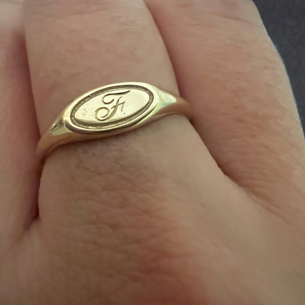 Custom Gold Plated Letter Initial Ring