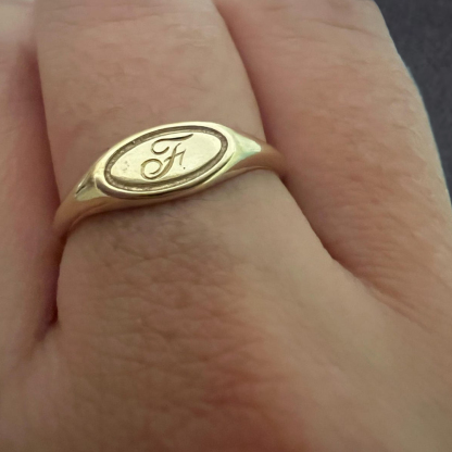Custom Gold Plated Letter Initial Ring