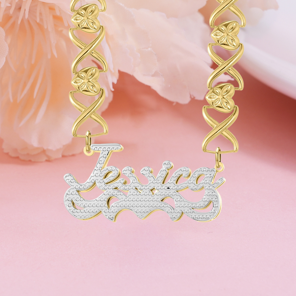 XOXO Chain Double Plated Custom 3D Name Necklace