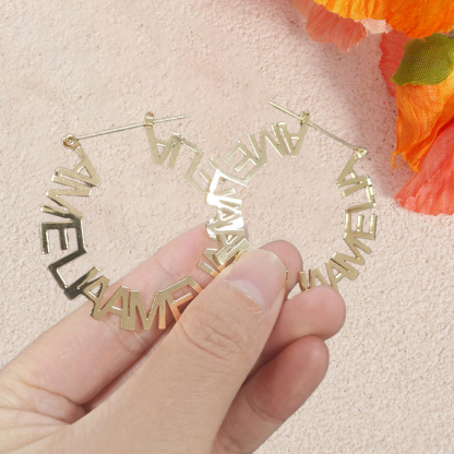 Custom Large Hoop Name Earrings