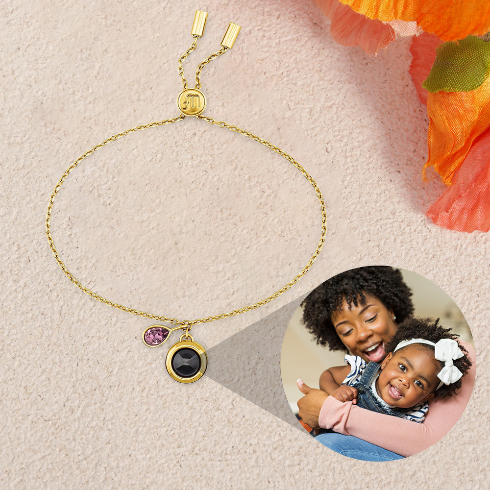 Personalized Birthstone Photo Projection Necklace