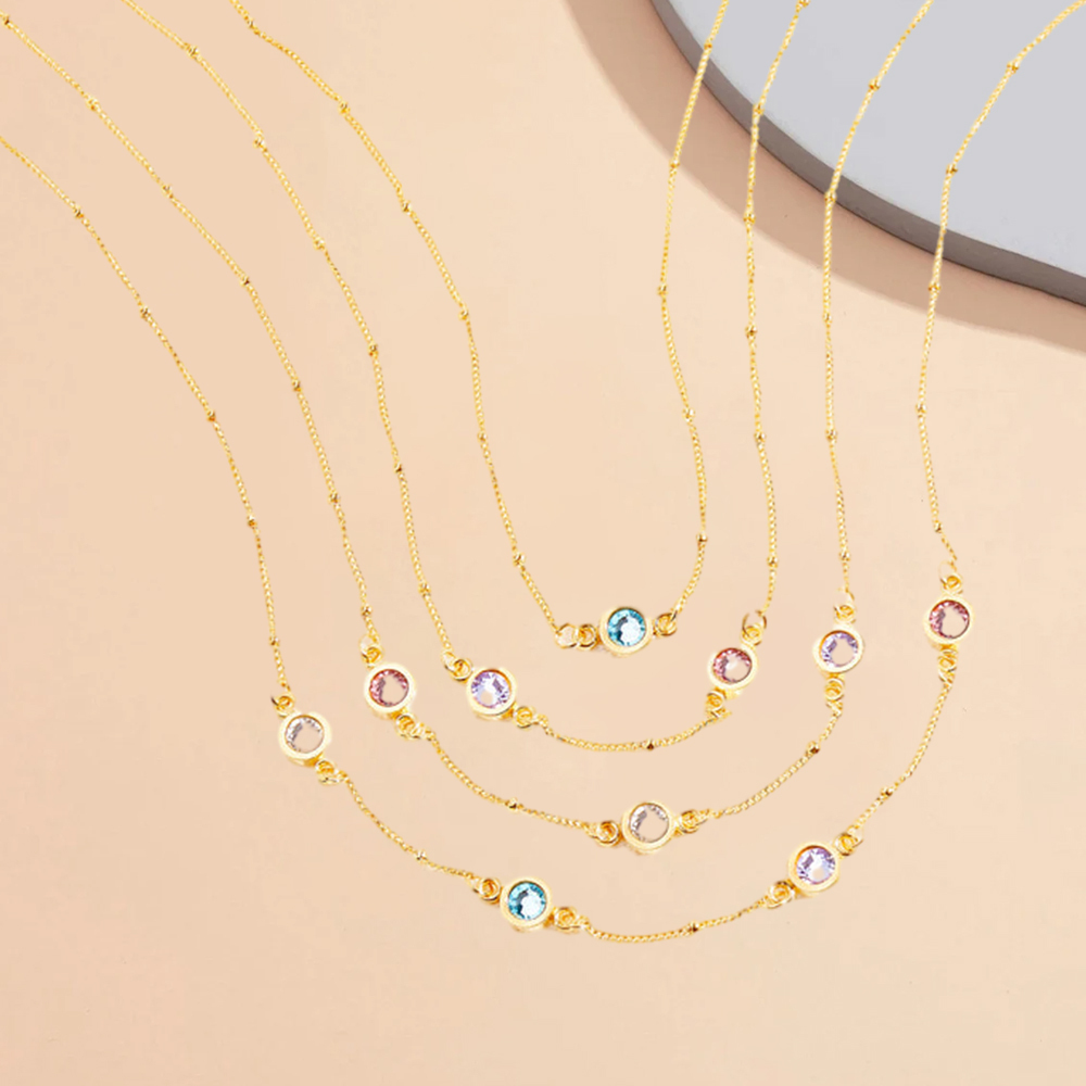 Custom 2-4 Crystal Birthstone Pendant Necklace