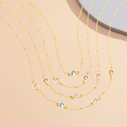 Custom 2-4 Crystal Birthstone Pendant Necklace 