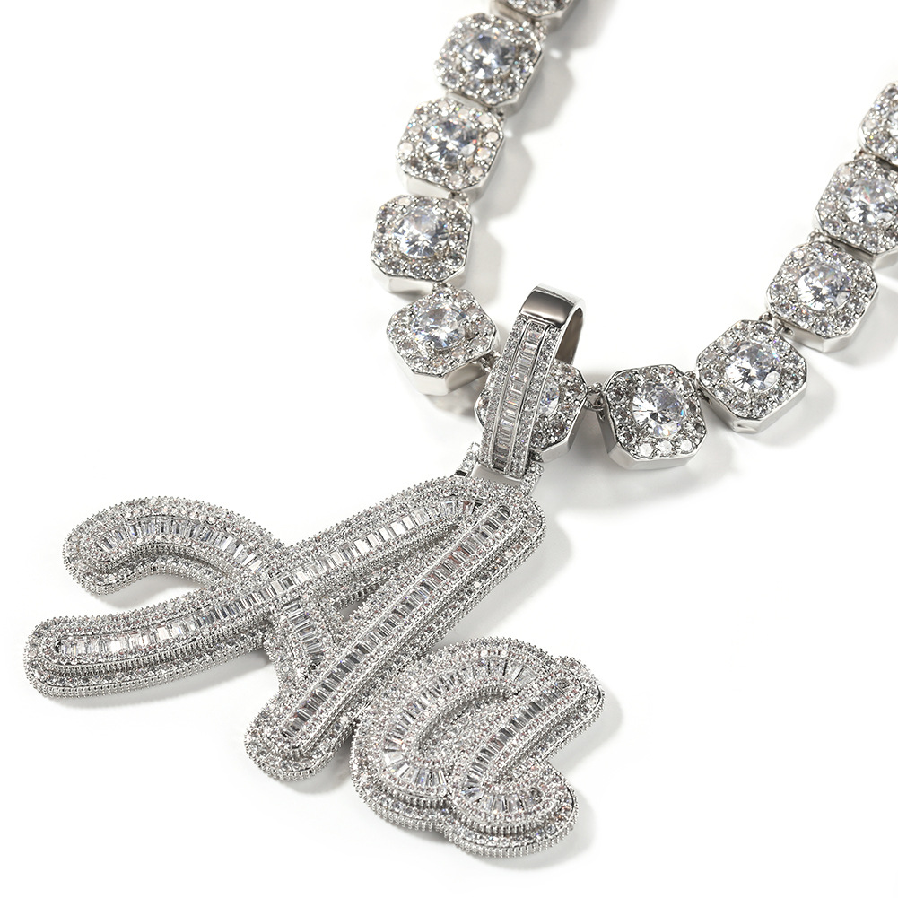 Baguettes Chain 1-6 Letters Iced Out Hip Hop Style Custom Necklace