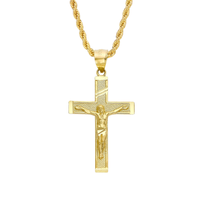 Gold Plated Jesus Cross Pendant Crucifix Necklace