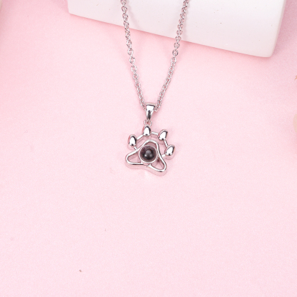 Pet Paw Pendant Personalized Custom Color Photo Projection Necklace
