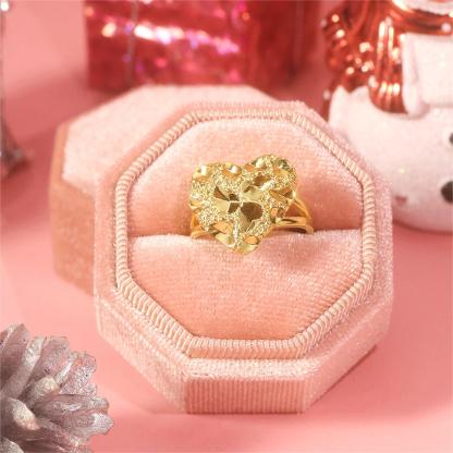Nugget Gold Plated Heart Love Ring Custom Engraved Ring