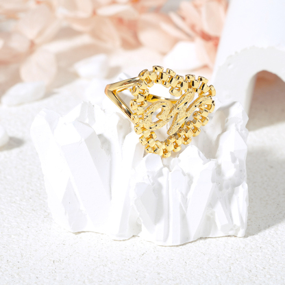 RX Style Heart Diamond Cut Ring Personalized Custom Initial Ring